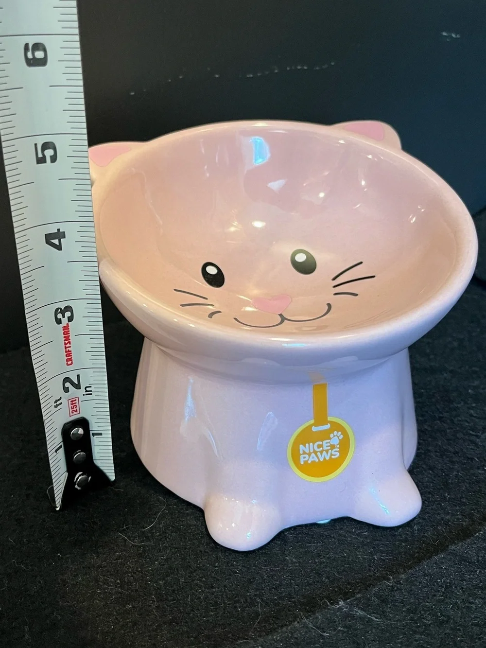Pink Cat Ceramic Elevated Cat Bowl by Nice Paws